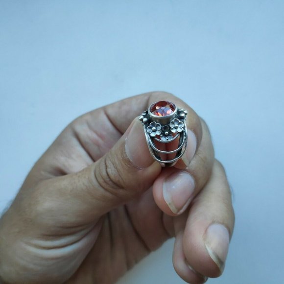 USSR SILVER 875 RING WITH ORANGE SPESSARTINE - Picture 6 of 11